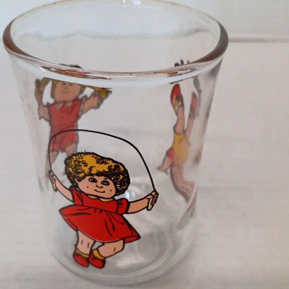 Vintage 1984 Cabbage Patch Kids Juice Glass Tumbler Retro Kitchen Display